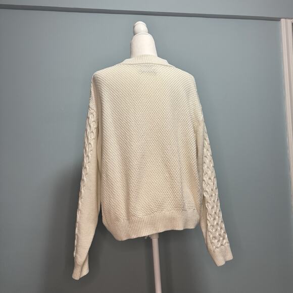 Urban Outfitters Womens M Sweater Cable Knit Fishermen Cozy Neutral Autumn Warm - Picture 2 of 10